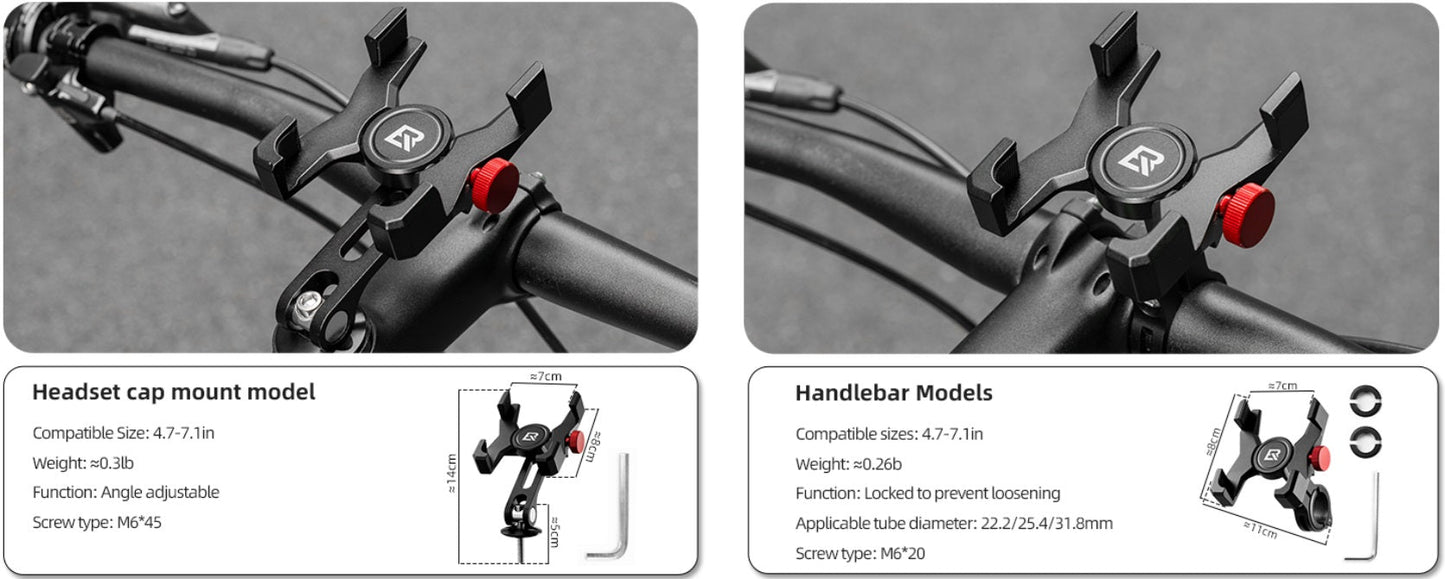 Soporte para teléfono móvil de bicicleta ROCKBROS, soporte para teléfono con manillar para teléfono inteligente de 4,7-7,09 pulgadas