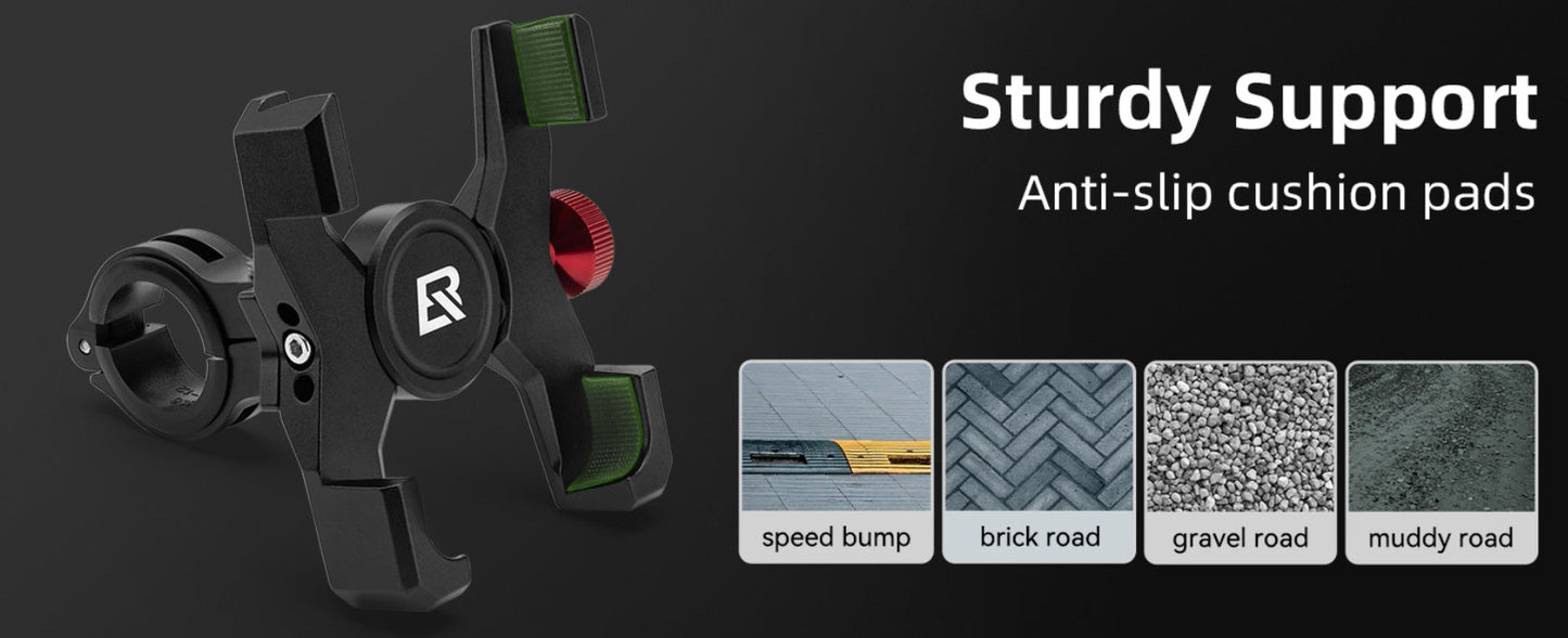 Soporte para teléfono móvil de bicicleta ROCKBROS, soporte para teléfono con manillar para teléfono inteligente de 4,7-7,09 pulgadas