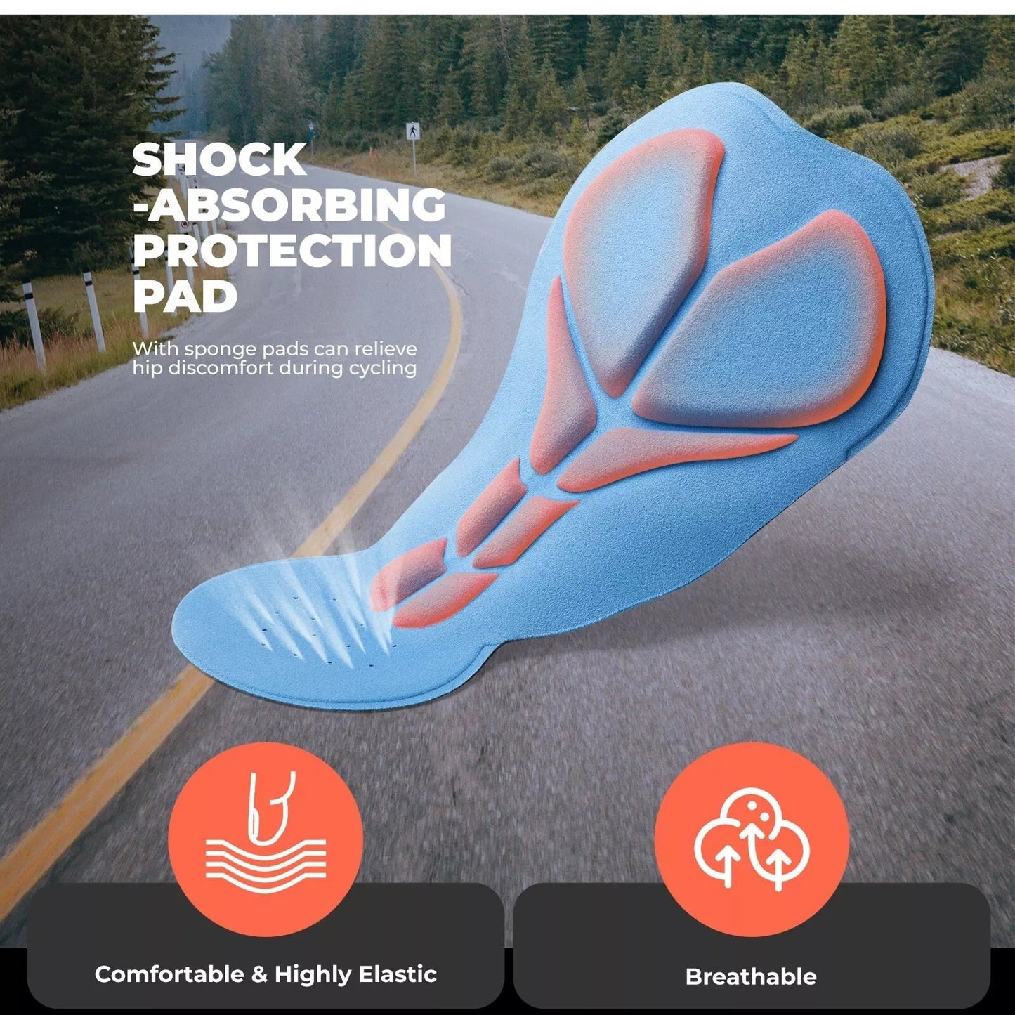 ROCKBROS Pantalones de ciclismo para hombre, pantalones largos de compresión con bolsillos, mallas acolchadas, pantalones de ciclismo elásticos y transpirables con acolchado para el asiento para otoño/primavera
