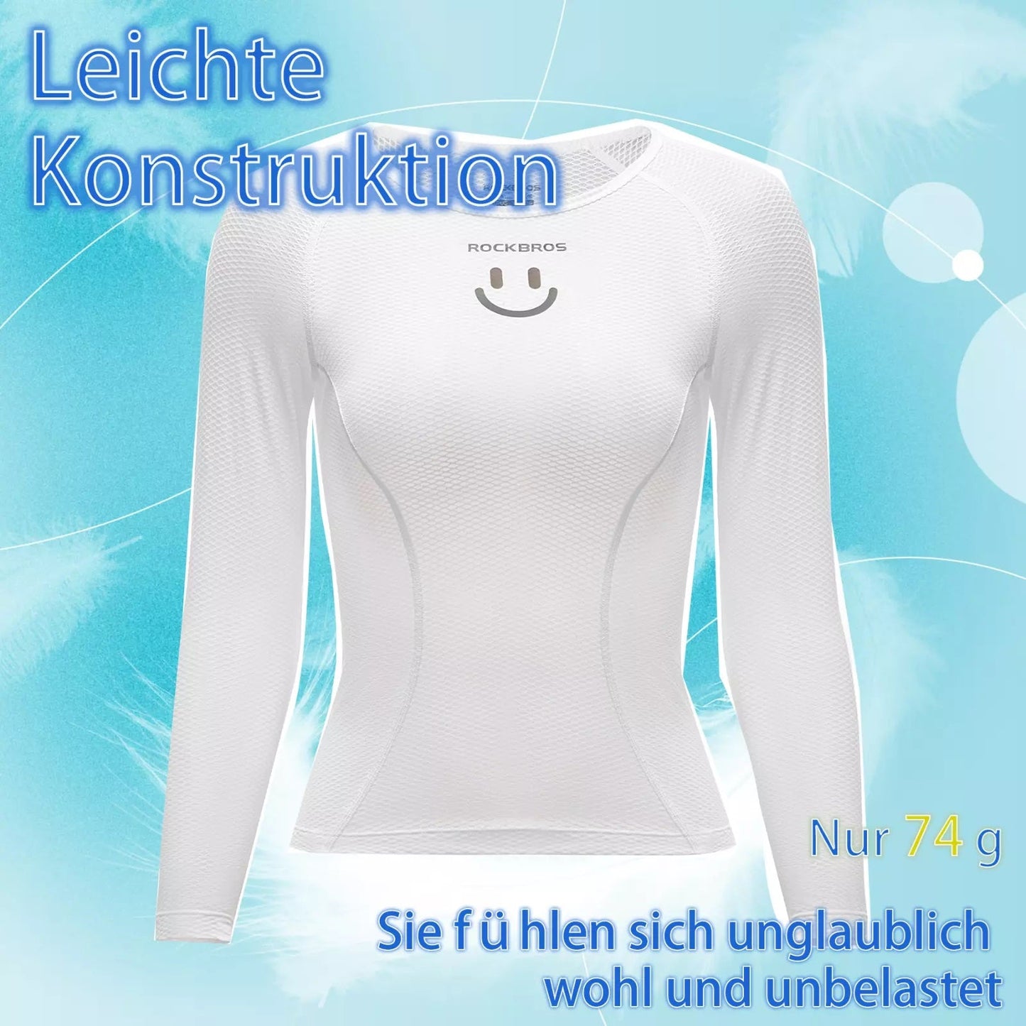 ROCKBROS Camiseta Manga Larga Maillot Ciclista Mujer, Transpirable, Secado Rápido, Ropa para Bicicleta, Mujer, Adecuada para Correr, Tenis, Senderismo, Camiseta Interior Deportiva Básica
