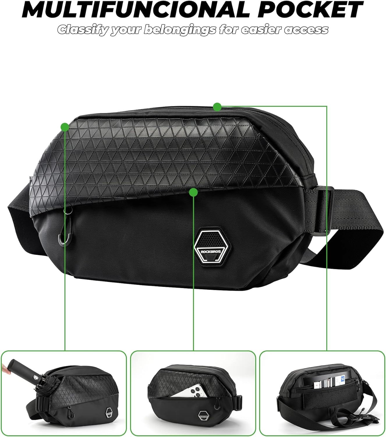 Bolso de hombro ROCKBROS bolso de cinturón de bicicleta bolso multifunción motocicleta