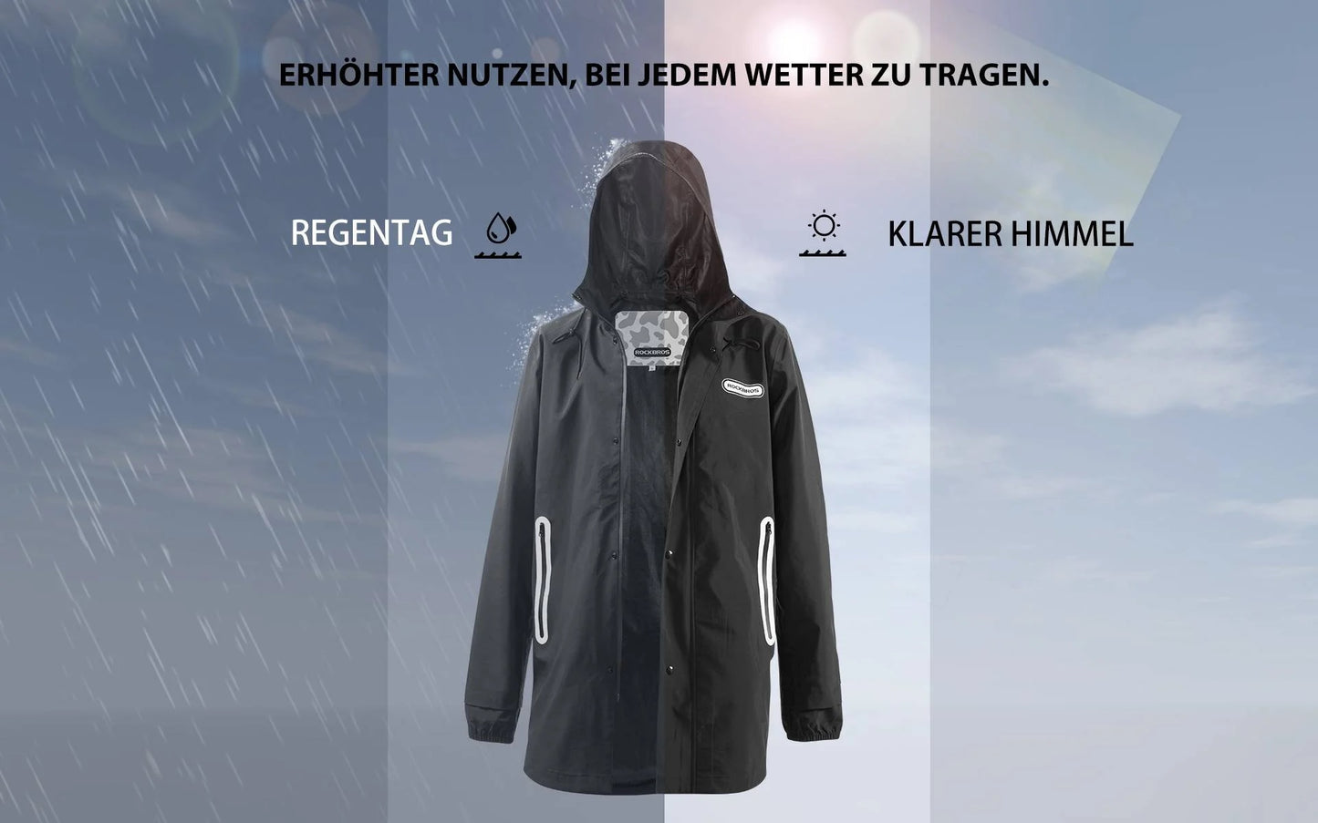 ROCKBROS Chubasquero Impermeable Cortaviento Mujer Hombre