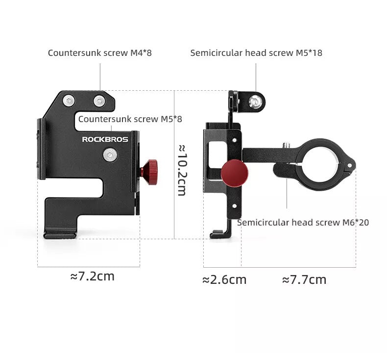 Soporte para teléfono móvil de bicicleta ROCKBROS, soporte para teléfono con manillar para teléfono inteligente de 4,7-7,09 pulgadas