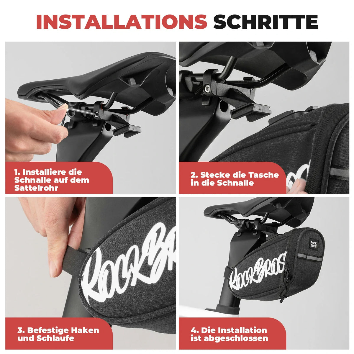ROCKBROS Bolsa de sillín para bicicleta Bolsa de sillín portátil 0,8L