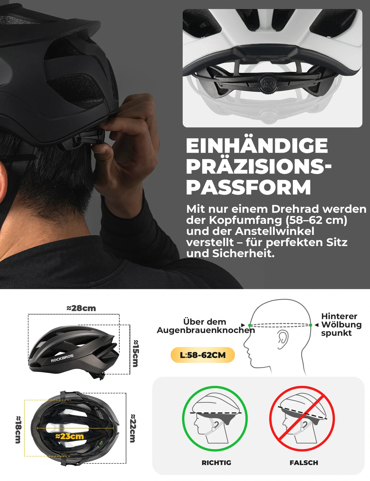 ROCKBROS Casco de bicicleta 58-62cm Ultraligero 240g Antibacteriano