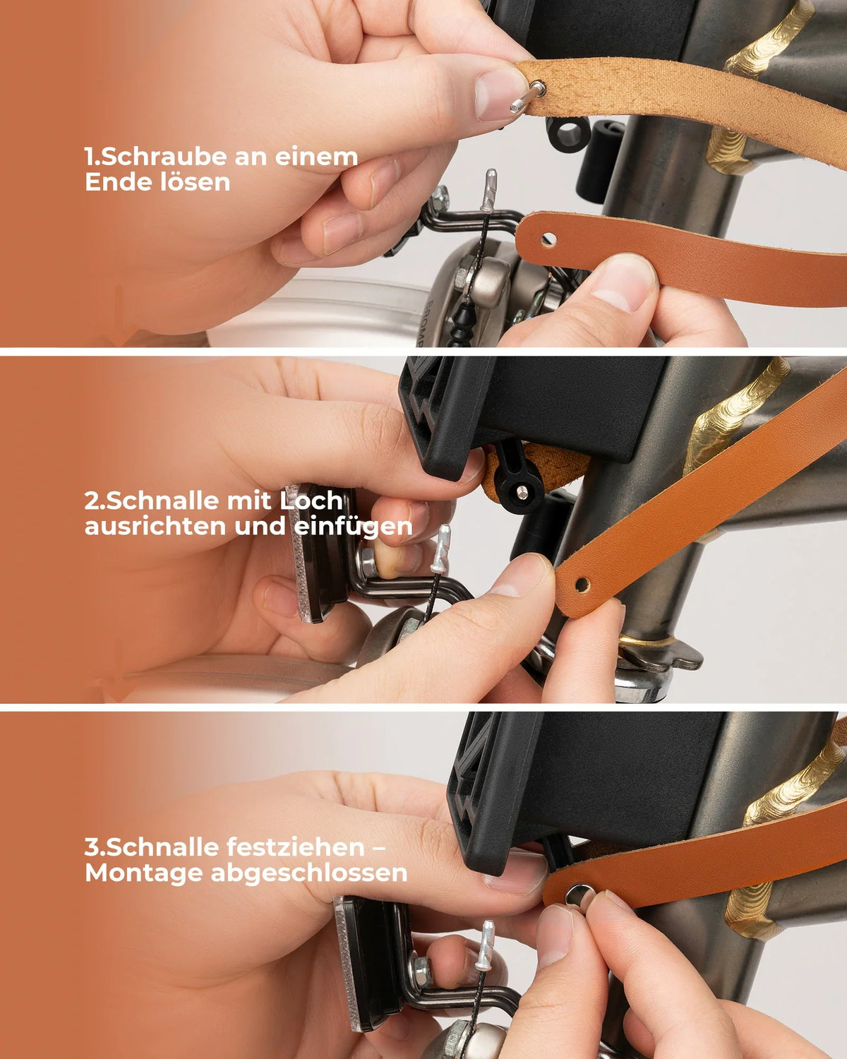ROCKBROS Manija de cuero de cierre rápido para Brompton, cerradero de hebilla de cuero, accesorio para bicicleta plegable