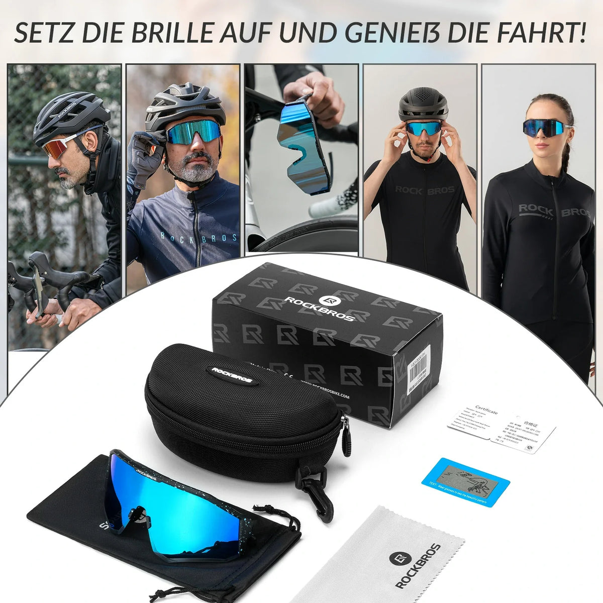 ROCKBROS Gafas de sol polarizadas para bicicleta con patillas ajustables