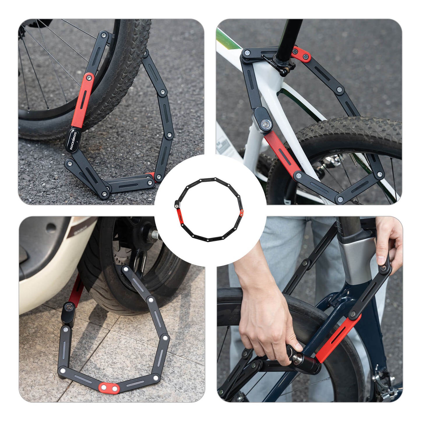 Candado para bicicleta plegable, robusto dispositivo antirrobo con 2 llaves, ROCKBROS