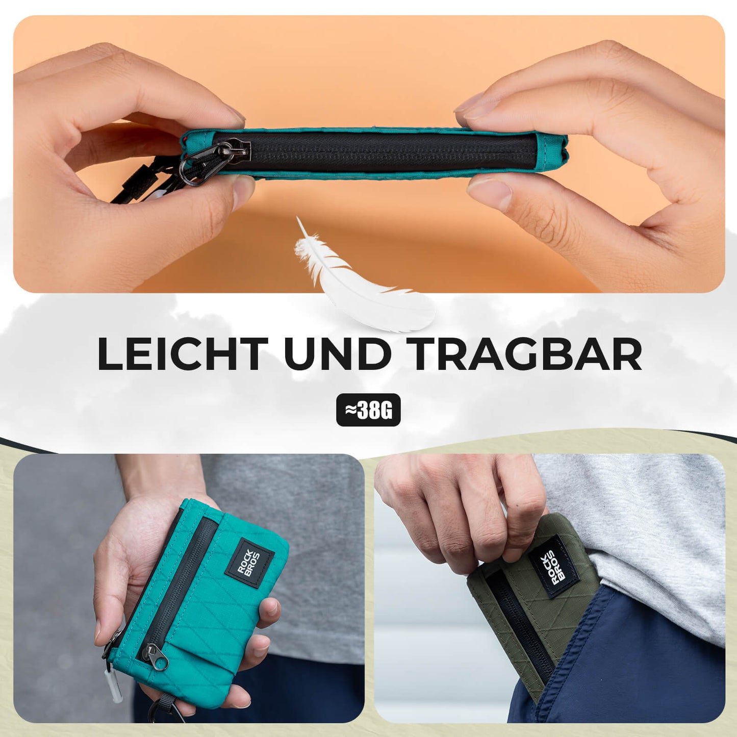 Cartera, monedero, funda para móvil, portátil con candado, ROCKBROS