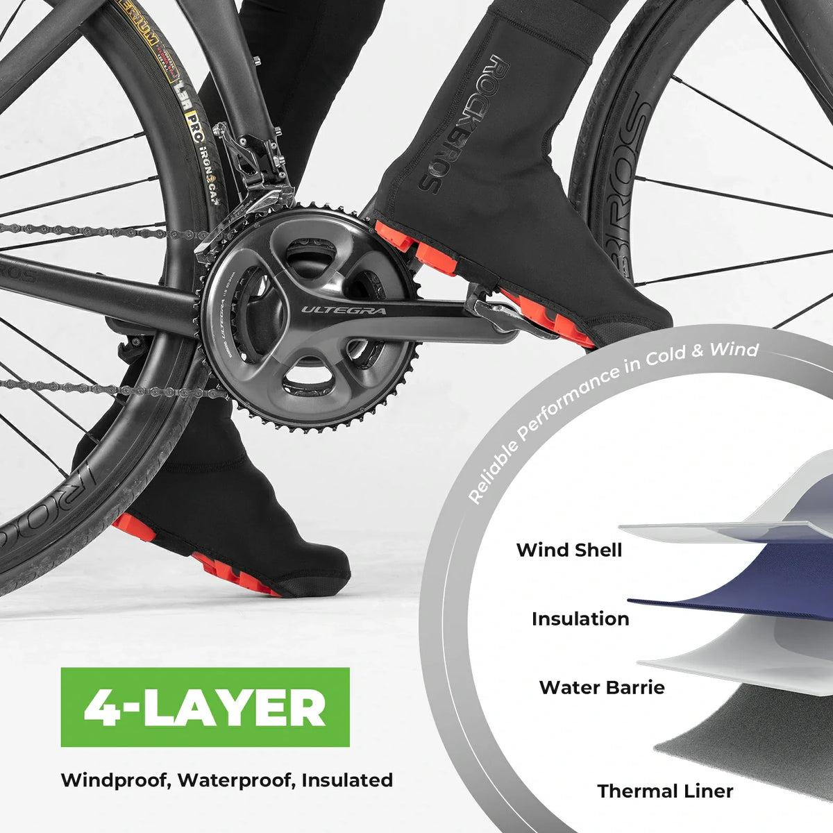 ROCKBROS Cubrezapatillas para Bicicleta Impermeable Shoecover Protección contra el Frío para Ciclismo