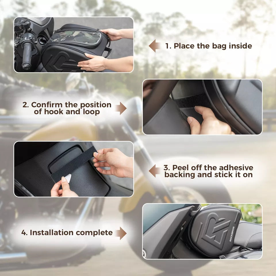 ROCKBROS bolsa delantera para motocicleta 14L con bolsa de depósito EVA bolsa de depósito bolsa para teléfono móvil