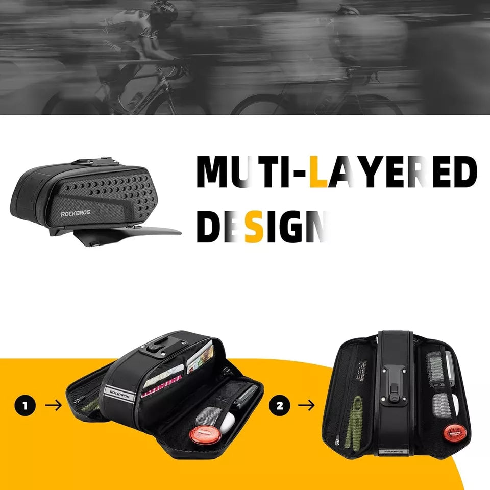 Bolsa de sillín ROCKBROS bolsa de bicicleta rígida con guardabarros y cierre rápido