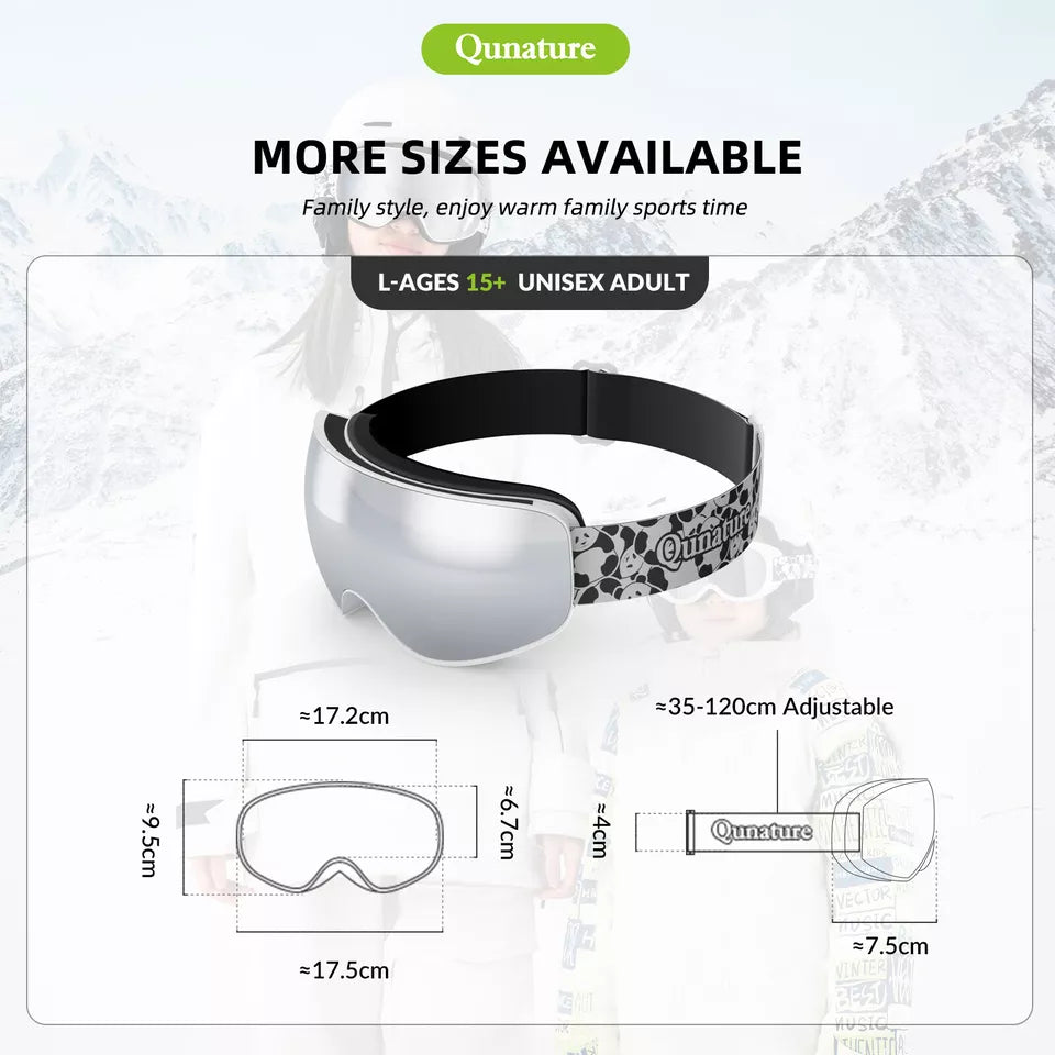 Gafas de esquí Qunature, gafas de snowboard para niños y adultos que usan gafas, antivaho
