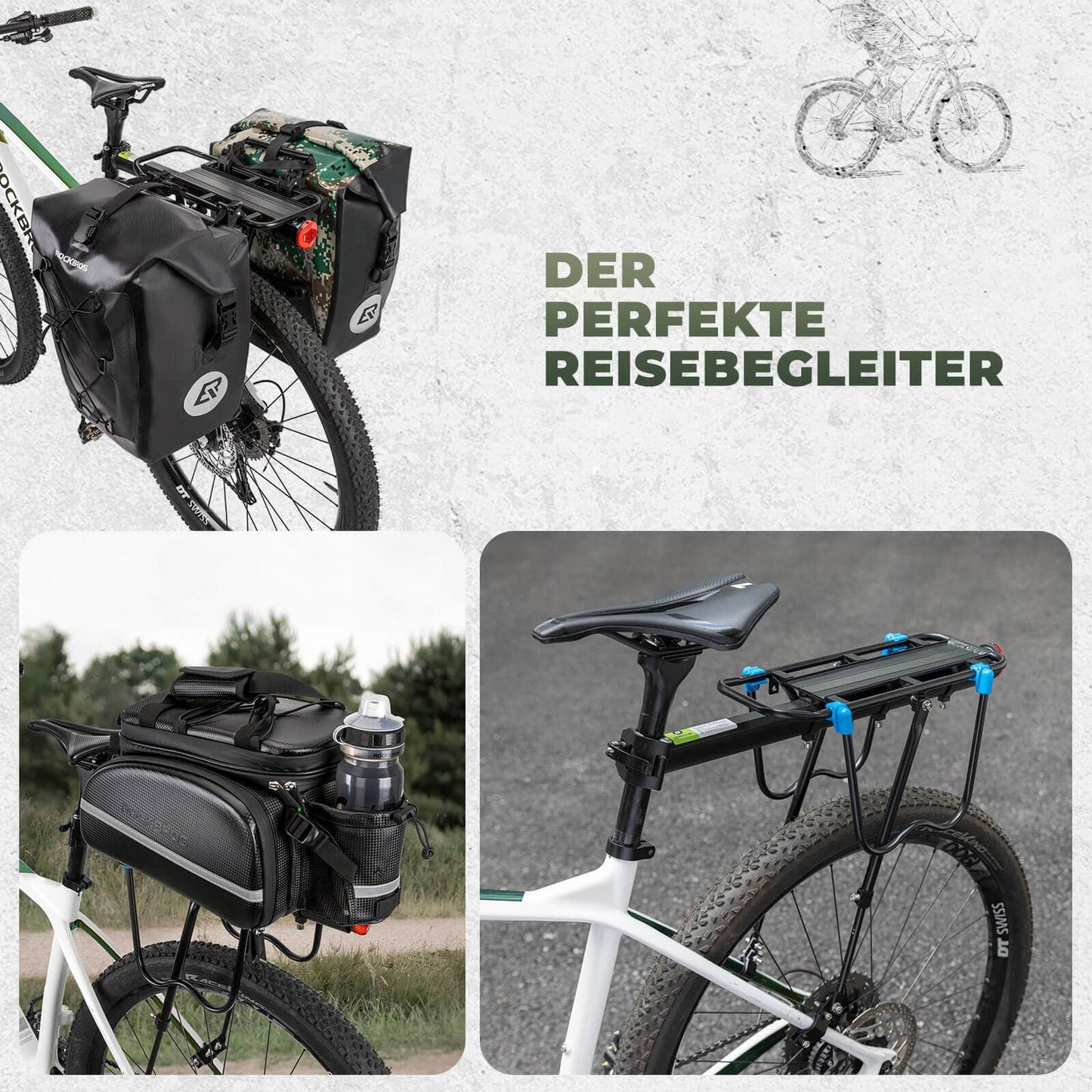 Portaequipajes para bicicletas con reflector y cierre rápido, 24-29 pulgadas, ROCKBROS