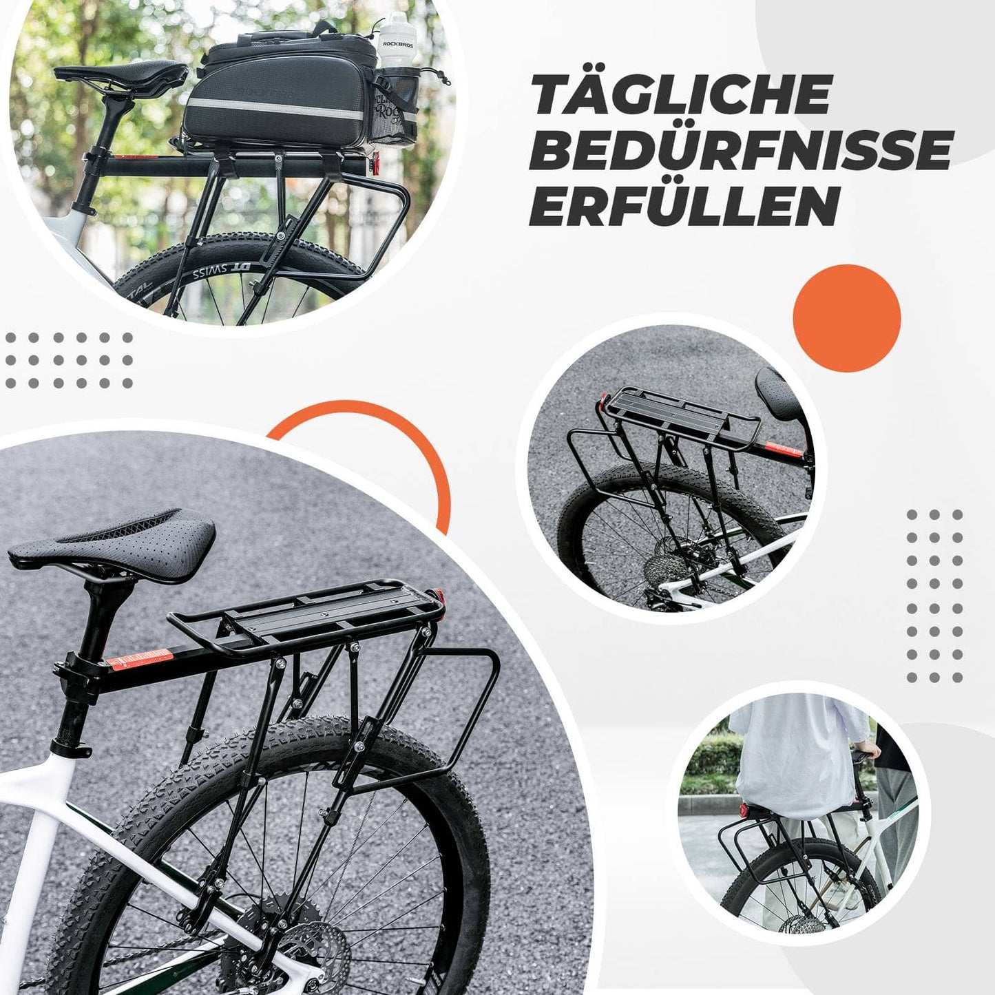 Portaequipajes de bicicleta ajustable con cierre rápido y reflector, ROCKBROS