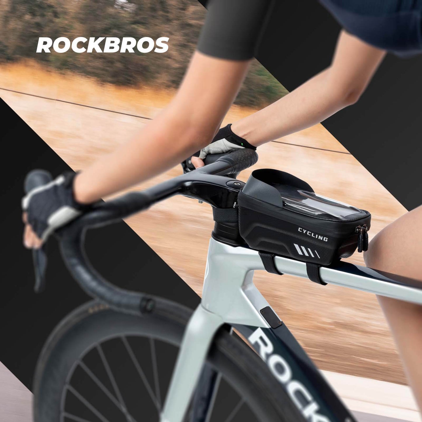 Bolsa para teléfono de bicicleta, soporte para teléfono, compatible con pantalla táctil, 6,7 pulgadas, ROCKBROS