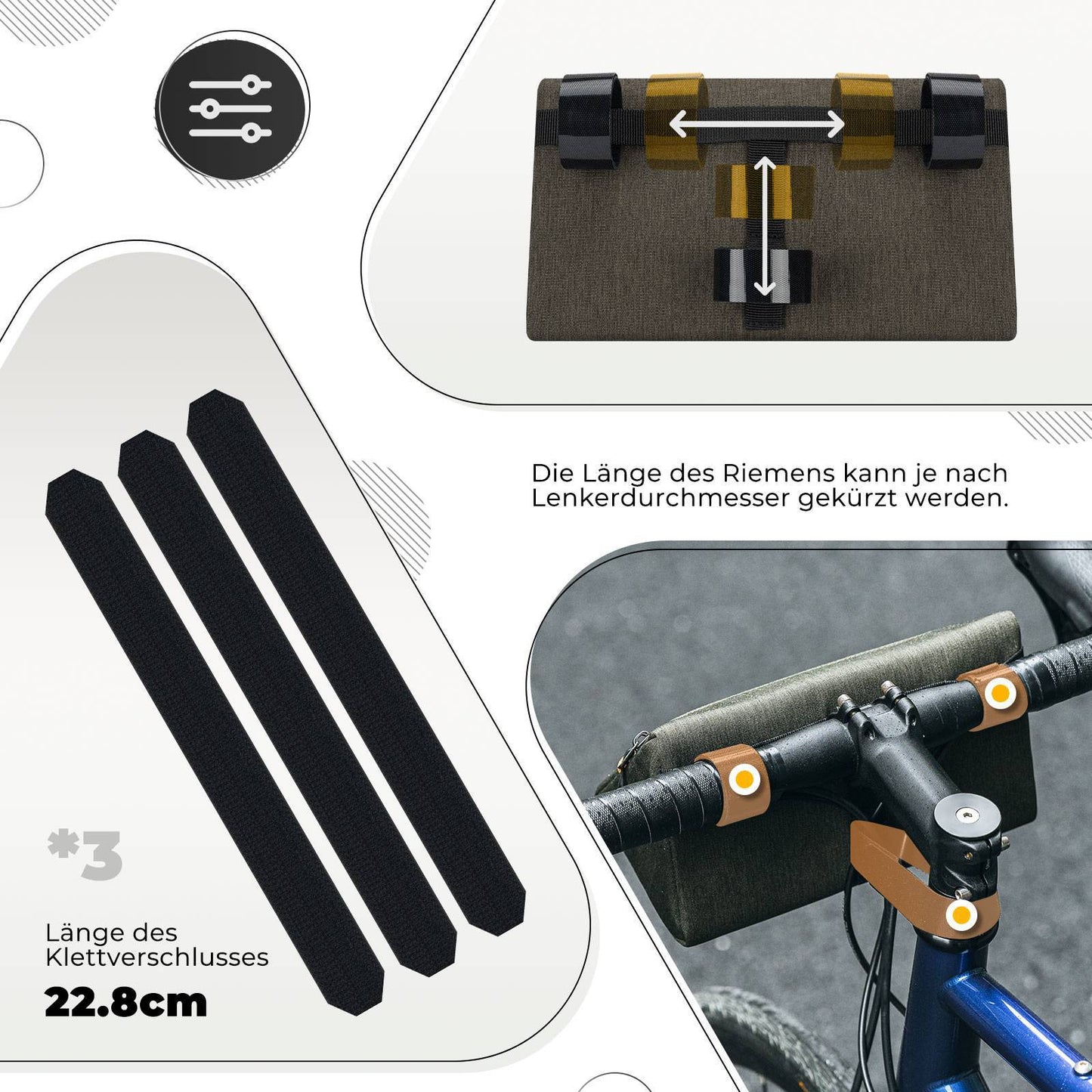 Bolsa para manillar de bicicleta, bolsa para bicicleta, cesta para bicicleta, 6 colores, aprox. 1,3 L, ROCKBROS
