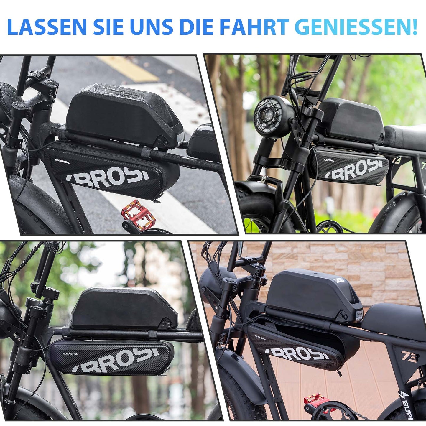 Bolsa para cuadro de bicicleta, impermeable, para tubo superior, 4,5 l, color negro, ROCKBROS
