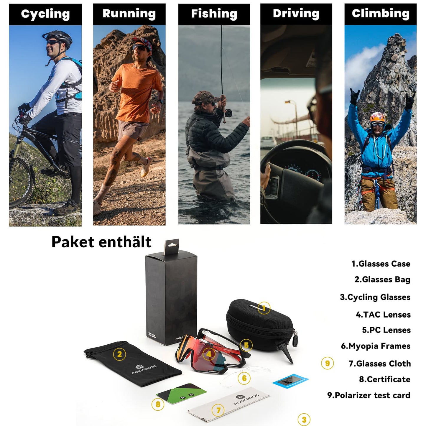 Gafas de ciclismo 2 en 1 deportivas polarizadas y fotocromáticas ROCKBROS