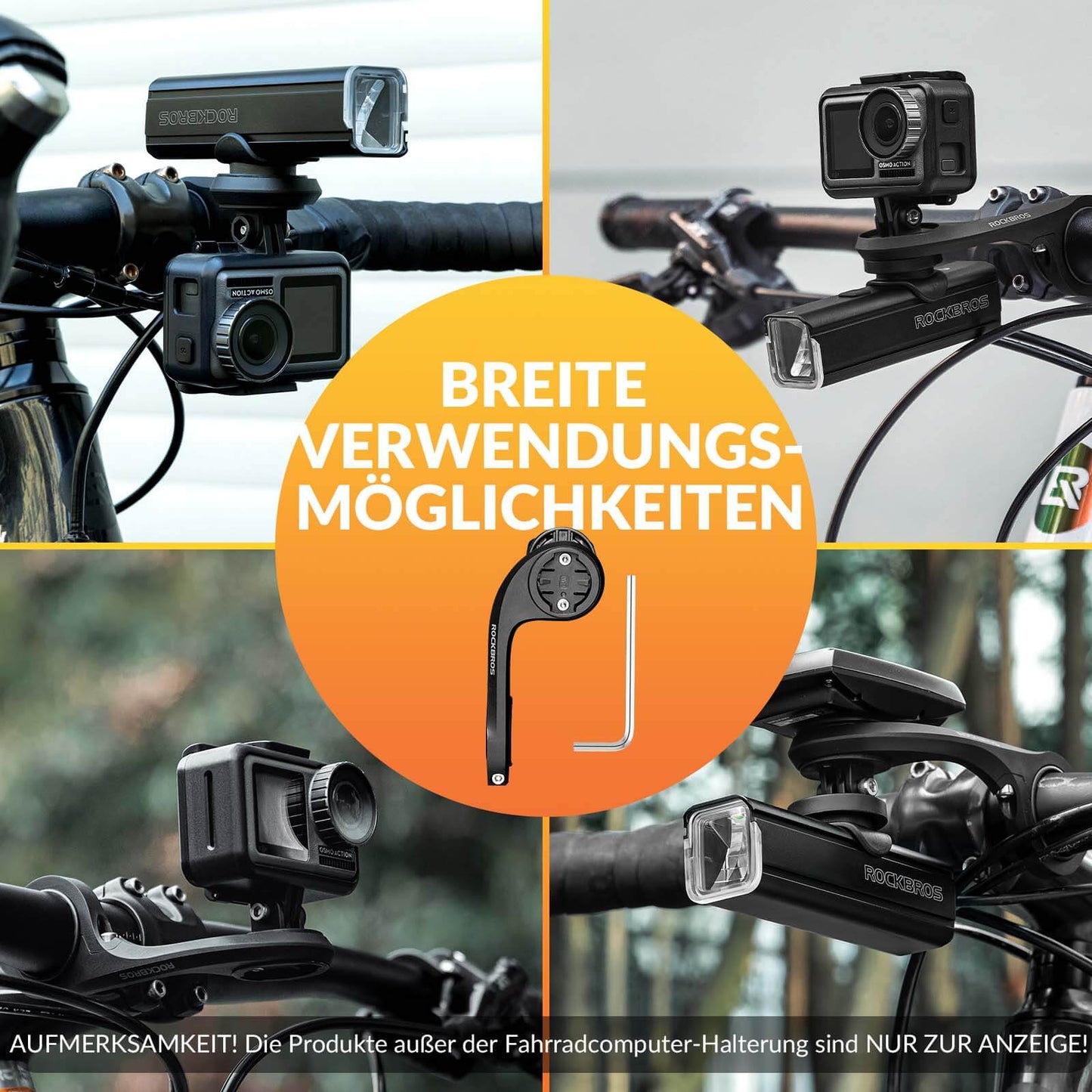 Soporte para ciclocomputador compatible con Garmin/iGPSPORT para manillares de 32-35 mm ROCKBROS