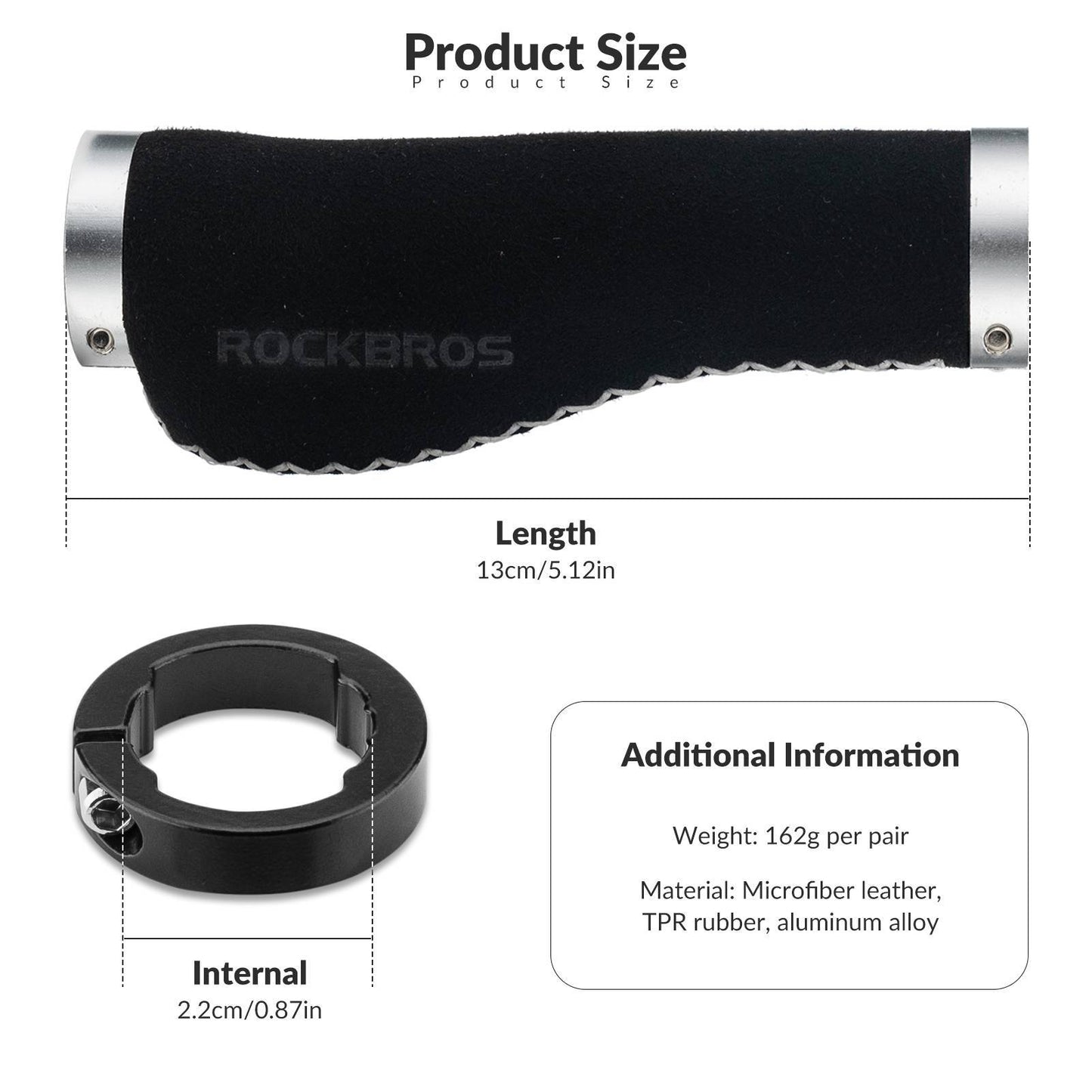 Puños de cuero para manillar de bicicleta de 22,2 mm de diámetro, ROCKBROS