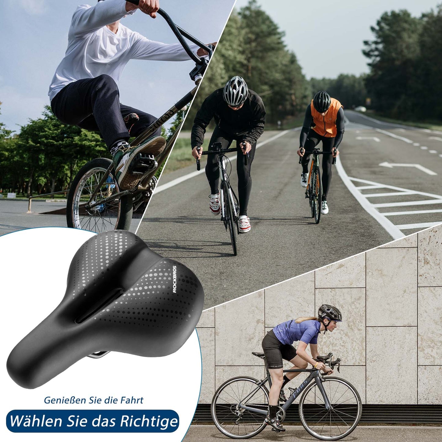Sillín de bicicleta fabricado en espuma viscoelástica hueca transpirable ROCKBROS