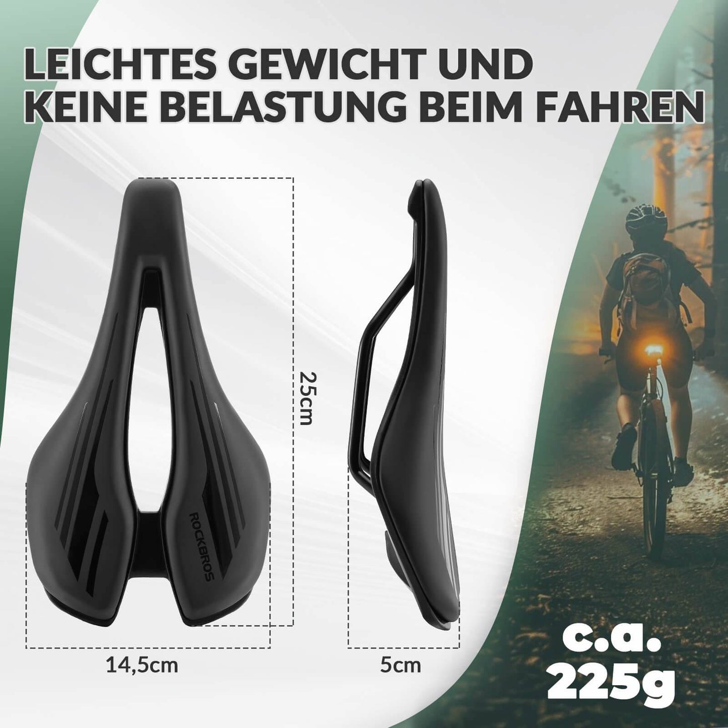 Sillín de bicicleta ergonómico, transpirable, 14,5 x 25 cm, ROCKBROS