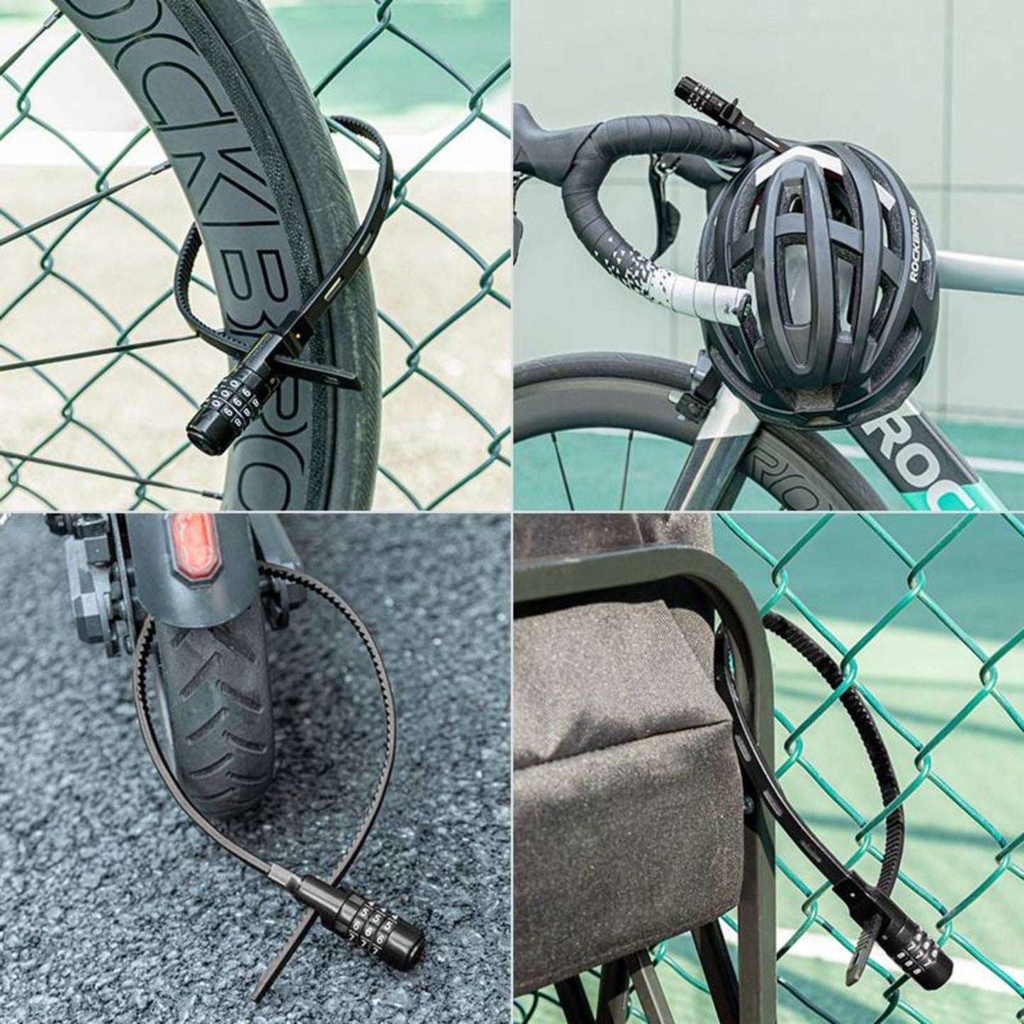 Candado de bicicleta multifuncional con código de combinación, candado para casco ROCKBROS