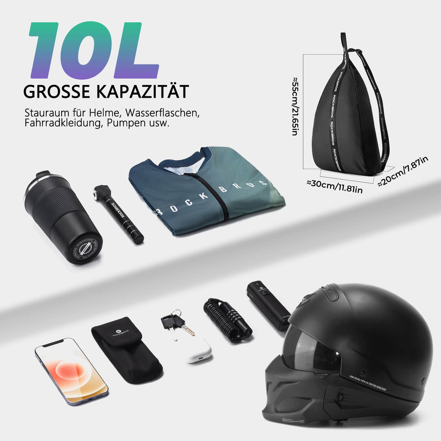 Bolsa para casco de moto, correa de hombro ajustable, ROCKBROS