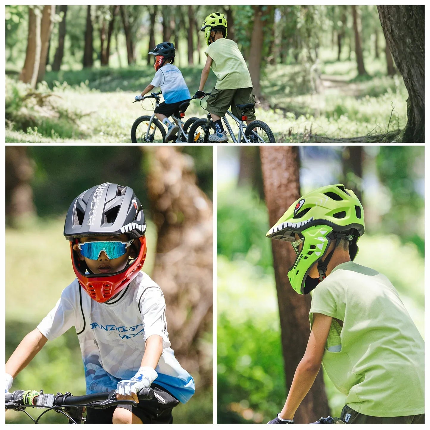 Casco integral de dibujos animados para niños con mentonera extraíble ROCKBROS