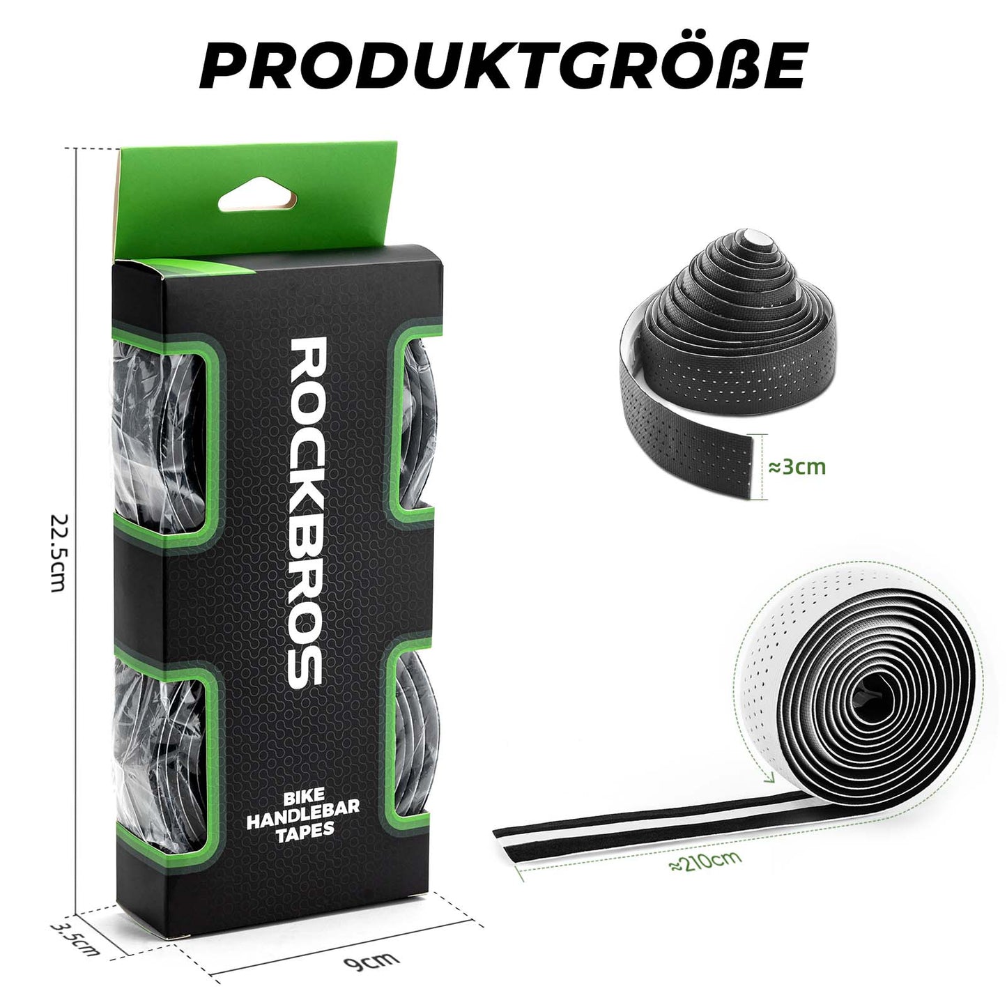 Cinta para manillar de bicicleta de carretera, antideslizante, amortiguadora, 2 rollos, ROCKBROS