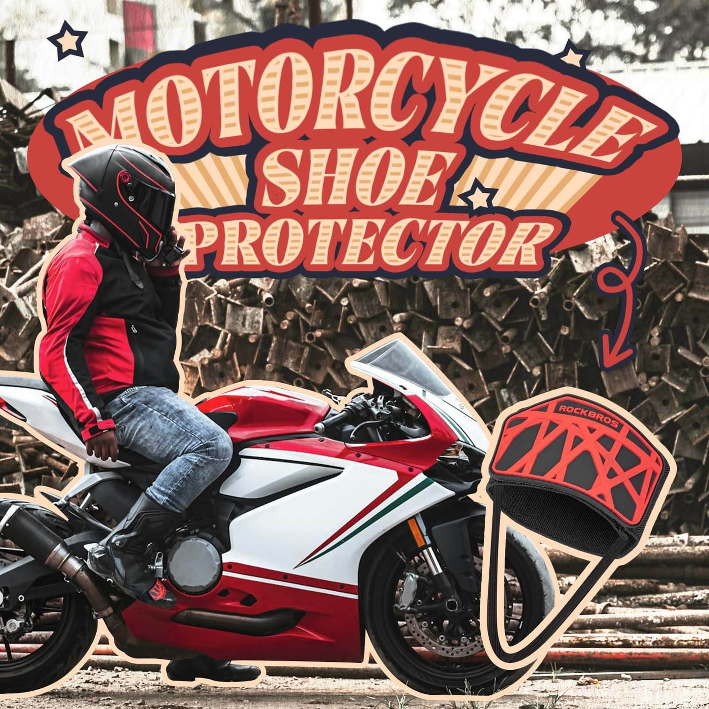 Almohadilla de cambio de motocicleta, protector de cambio antideslizante, protector de zapata ajustable, accesorio de motocicleta ROCKBROS
