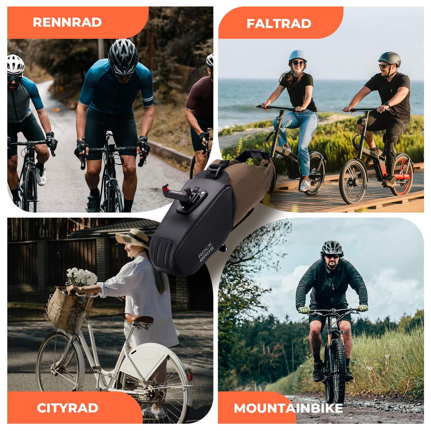 Bolsa de sillín, bolsa de bicicleta impermeable, expandible con bolsillo interior, ROCKBROS
