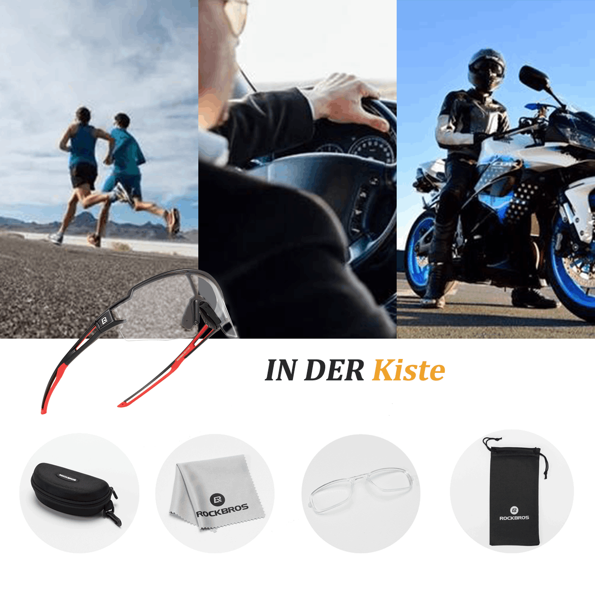 Gafas de sol para hombre y mujer, gafas de ciclismo con protección UV, ROCKBROS