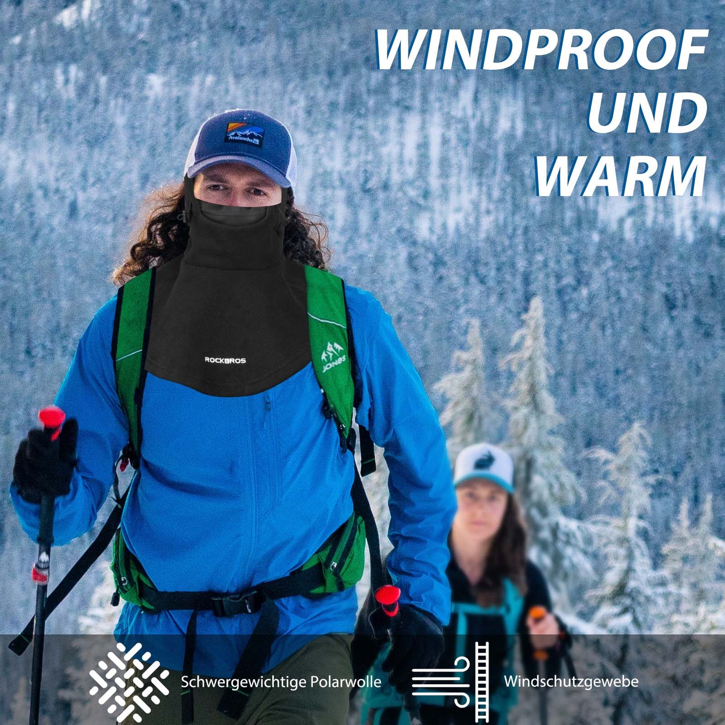 Pasamontañas de invierno, más cálido para deportes al aire libre, ROCKBROS