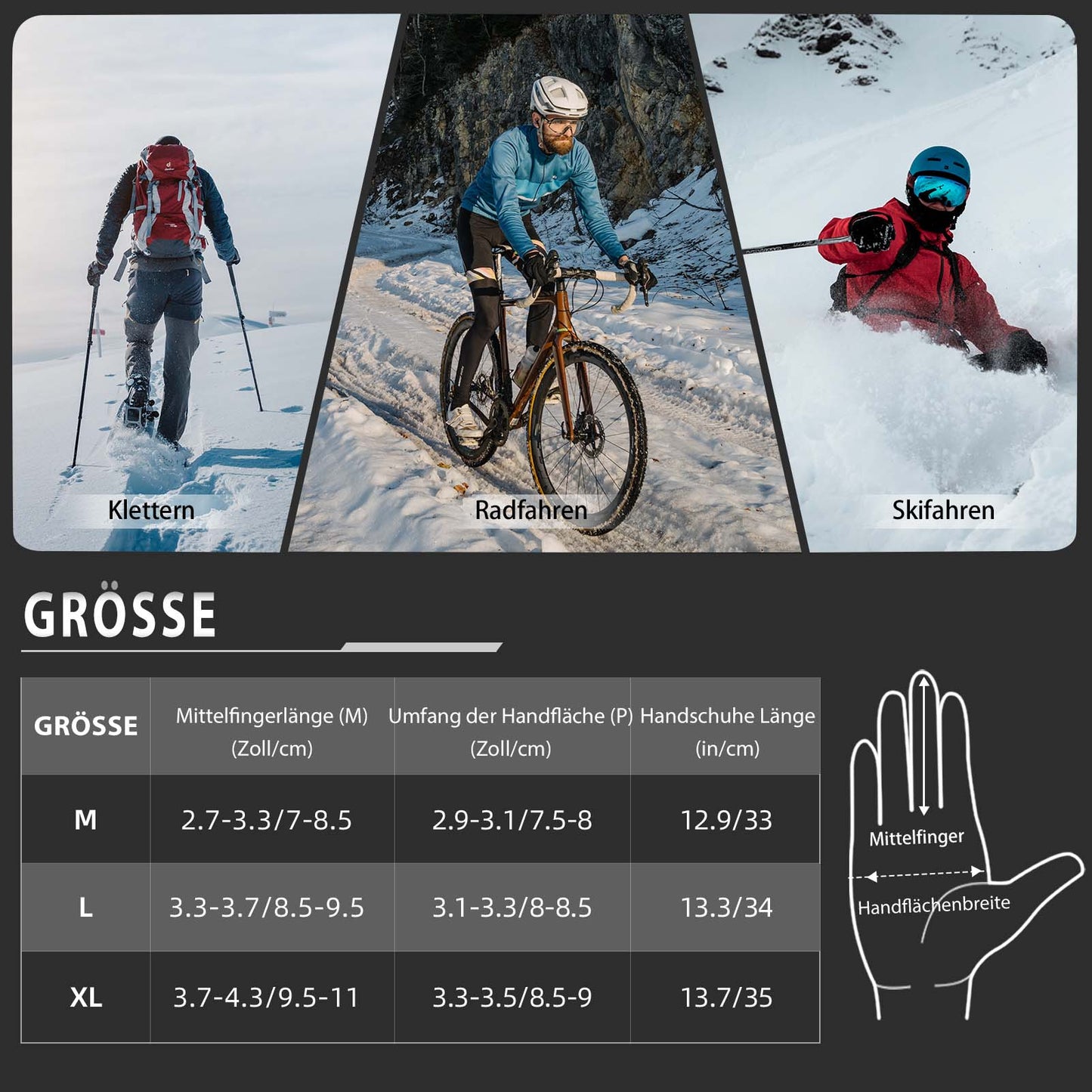 Guantes de invierno Guantes de ciclismo calefactables con batería M-XL ROCKBROS