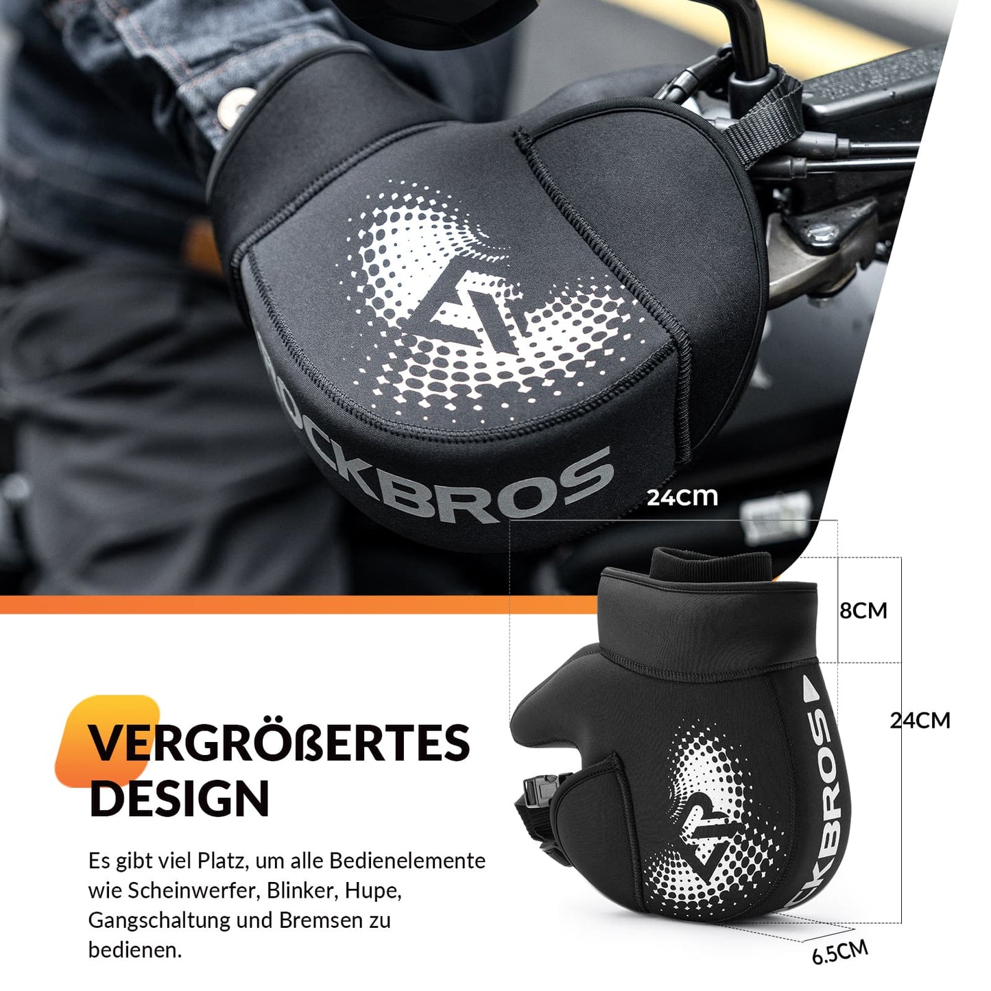 Guantes de invierno para manillar de motocicleta a prueba de viento negros ROCKBROS