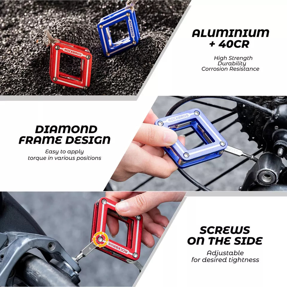 Herramienta multifuncional de bicicleta ROCKBROS 8 en 1 reparación de herramientas plegables