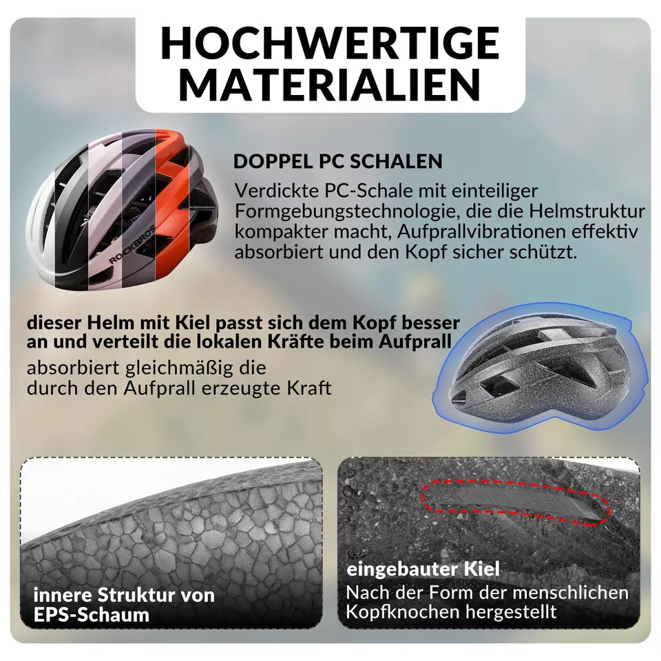ROCKBROS casco de bicicleta bicicleta de carretera PC + EPS 54-58 cm casco de bicicleta mujeres hombres absorción de impactos