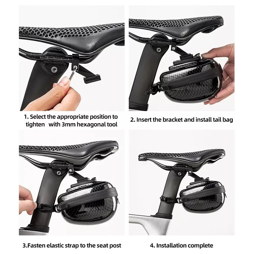 ROCKBROS bolsa de sillín rígida bolsa de bicicleta bolsa de asiento con liberación rápida 0.4L