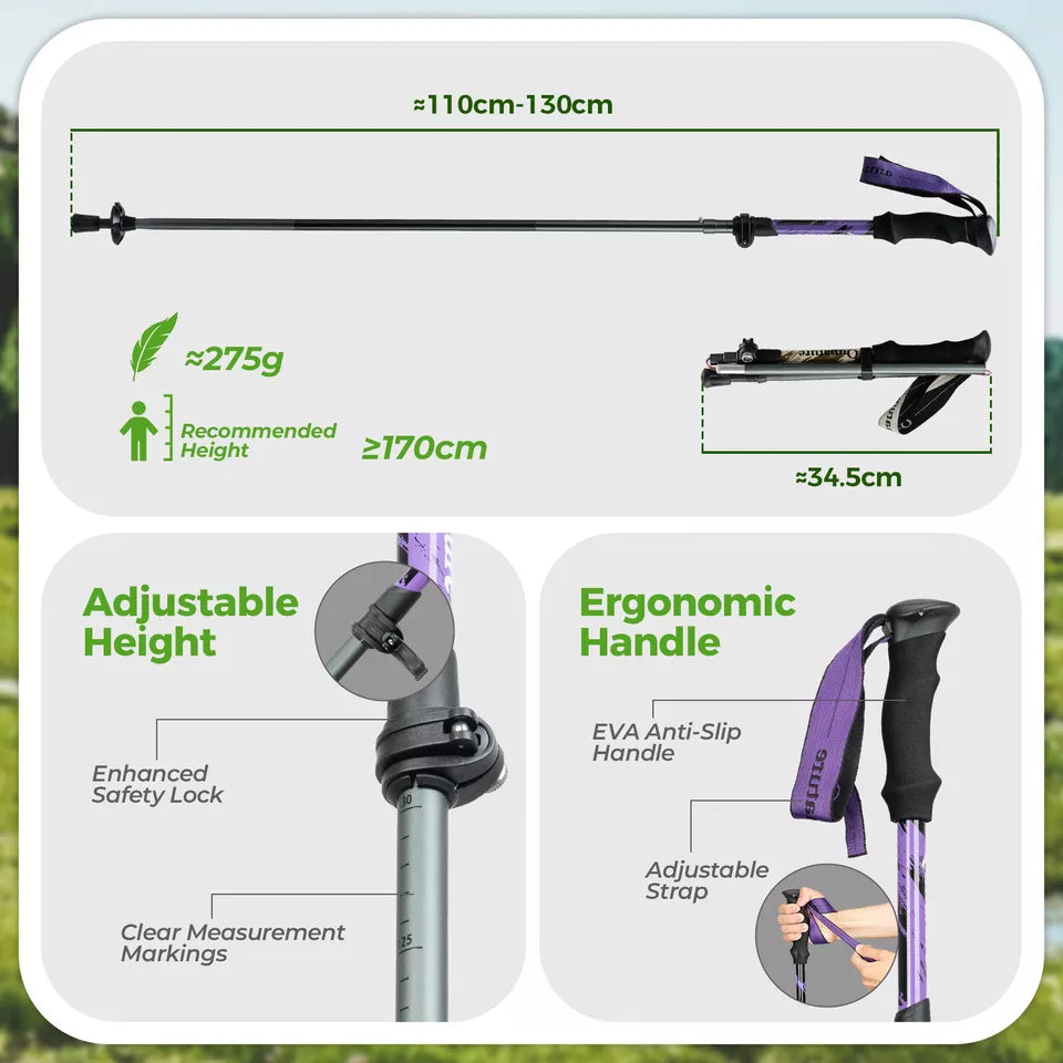 Bastones de trekking Qunature bastones de senderismo 7075 aluminio 130cm