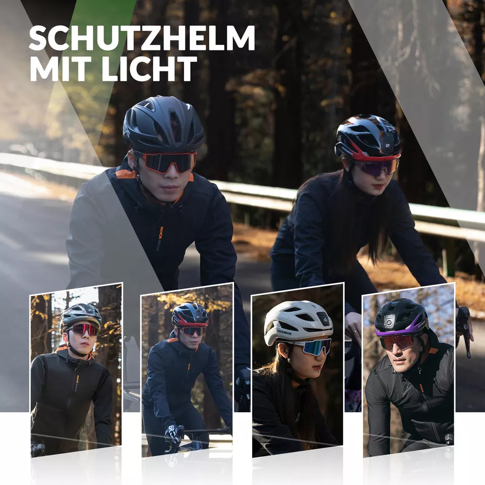 ROCKBROS casco de bicicleta casco de bicicleta con luz de advertencia de seguridad casco protector 57-61 cm