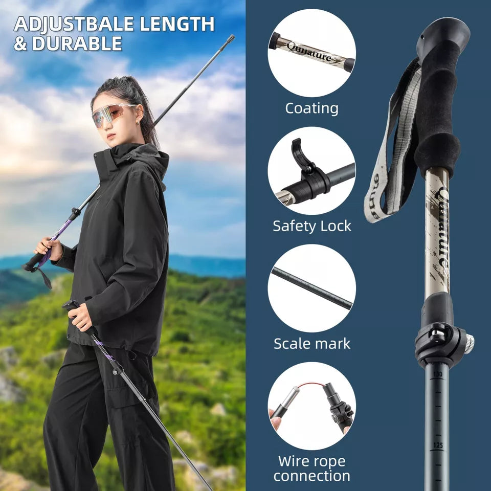 Bastones de trekking Qunature bastones de senderismo 7075 aluminio 130cm