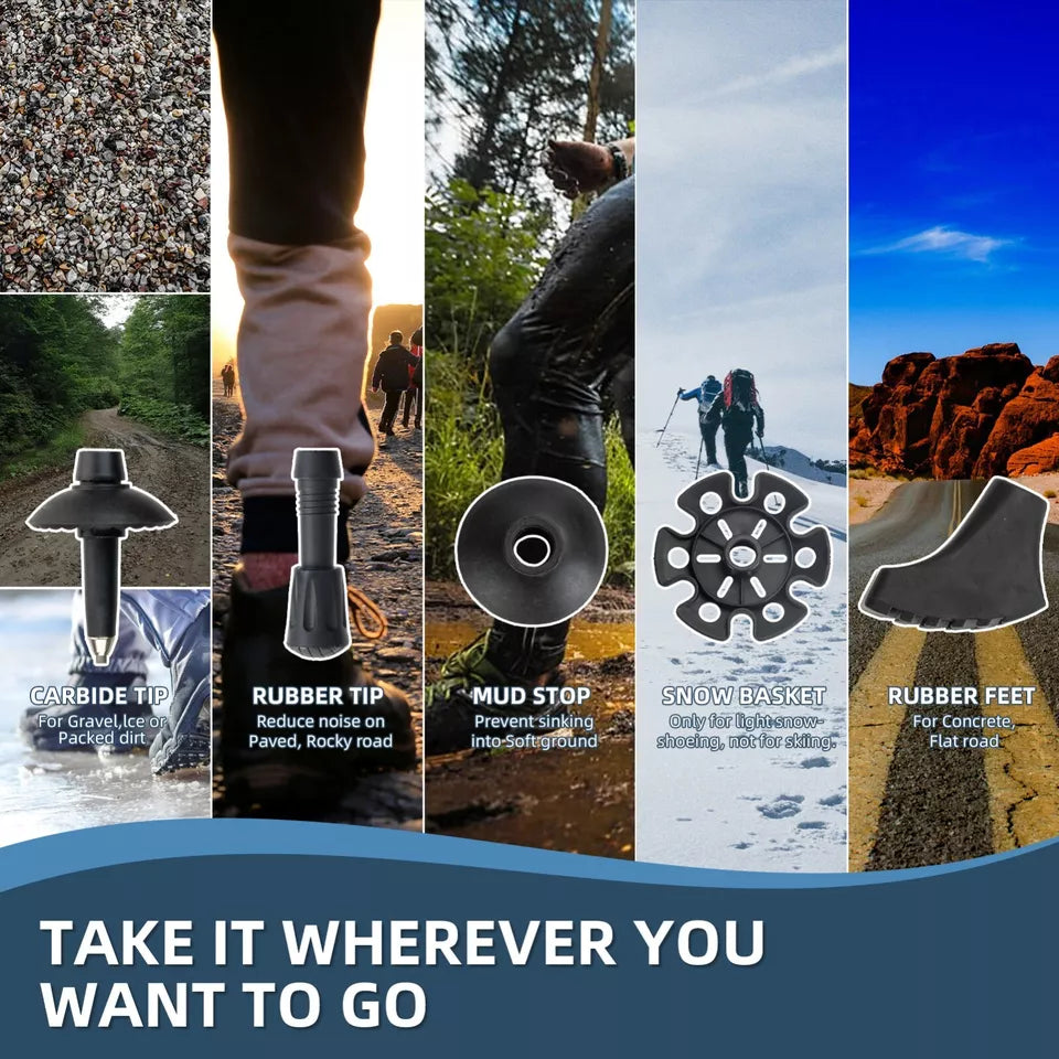 Bastones de trekking Qunature bastones de senderismo 7075 aluminio 130cm