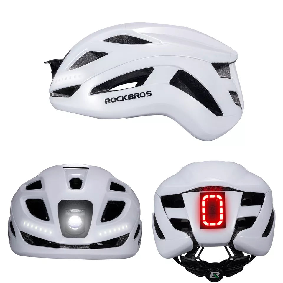 ROCKBROS casco de bicicleta casco de bicicleta con luz de advertencia de seguridad casco protector 57-61 cm