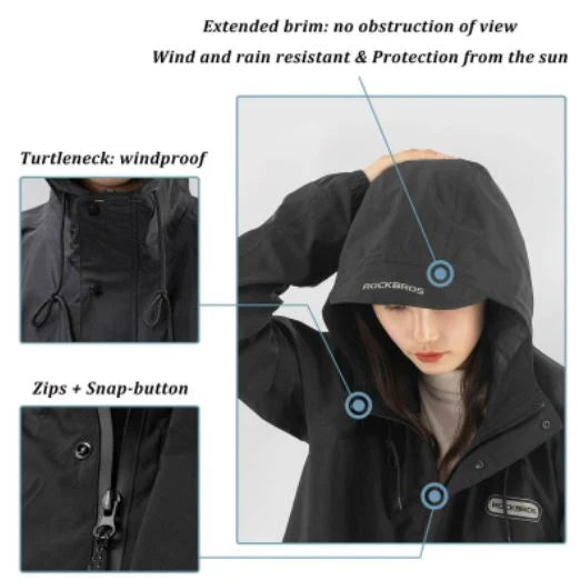 ROCKBROS Chubasquero Impermeable Cortaviento Mujer Hombre