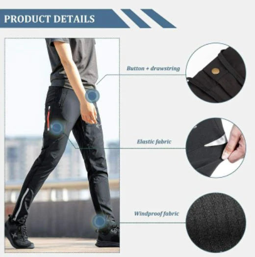 ROCKBROS Pantalones Largos Ciclismo Hombres Deporte Negro