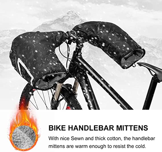 ROCKBROS Guantes de Manillar para Bicicleta Moto Scooter Forrados Cortaviento Repelente al Agua Reflectante