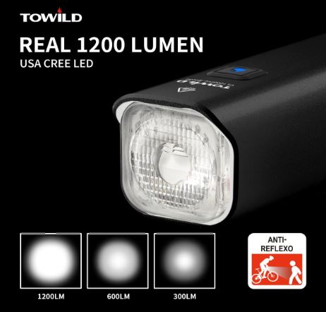 TOWILD CL1200 Garmin/GoPro 1200 lúmenes 4000mAh Batería impermeable Luz de bicicleta para viajeros