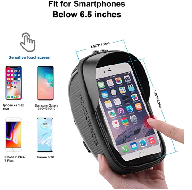 ROCKBROS 010-4BK Bolsa de manillar Funda impermeable para teléfono móvil de hasta 6,0 pulgadas